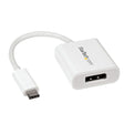 STARTECH USB C to DisplayPort Adapter - 4K 60Hz|8K 30Hz - USB Type-C to DP 1.4 HBR2 Adapter Dongle - Compact USB-C (DP Alt Mode)Monitor Video Converter - Thunderbolt 3 Compatible - White(CDP2DPW) (CDP2DPW)