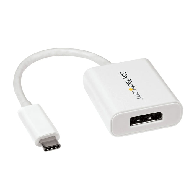 STARTECH USB C to DisplayPort Adapter - 4K 60Hz|8K 30Hz - USB Type-C to DP 1.4 HBR2 Adapter Dongle - Compact USB-C (DP Alt Mode)Monitor Video Converter - Thunderbolt 3 Compatible - White(CDP2DPW) (CDP2DPW)
