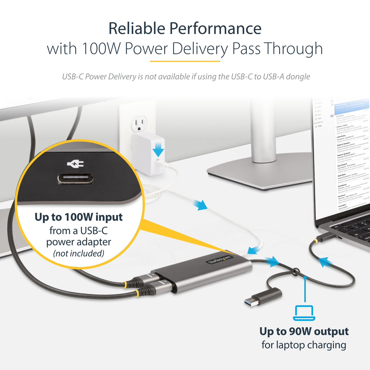 STARTECH USB-C to Dual-HDMI Adapter - USB-C or A to 2x HDMI Monitors - 4K 60Hz - 100W PD Pass-Through - 1ft (30cm) Built-in Cable - USB to HDMI Multi-Monitor Converter for Laptop (109B-USBC-HDMI) (109B-USBC-HDMI)