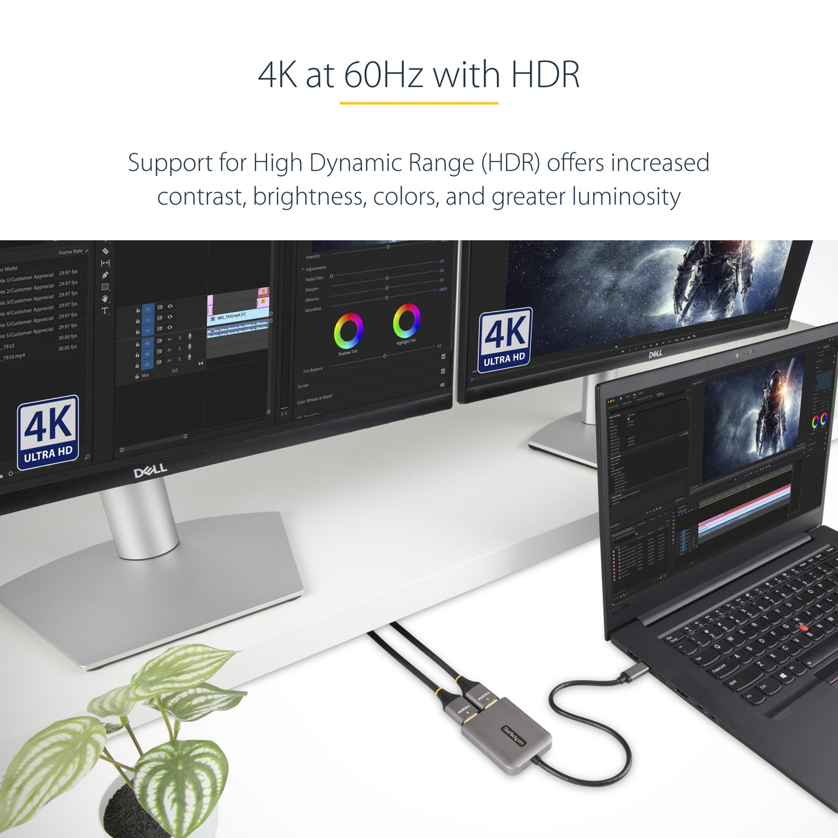 STARTECH USB-C to Dual HDMI MST HUB - Dual HDMI 4K 60Hz - USB Type C Multi Monitor Adapter for Laptop w| 1ft|30cm cable - DP 1.4 Multi-Stream Transport Hub - USB-C to HDMI Splitter (MST14CD122HD) (MST14CD122HD)