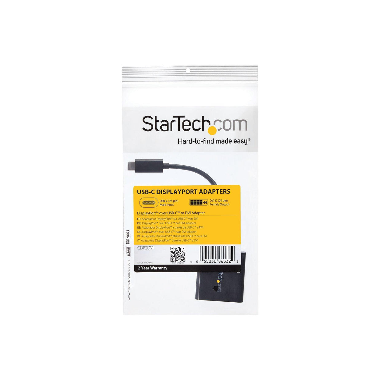 STARTECH USB C to DVI Adapter - Black - 1920x1200 - USB Type C Video Converter for Your DVI D Display|Monitor|Projector - 1080p Type-C to DVI-D Converter (CDP2DVI) (CDP2DVI)