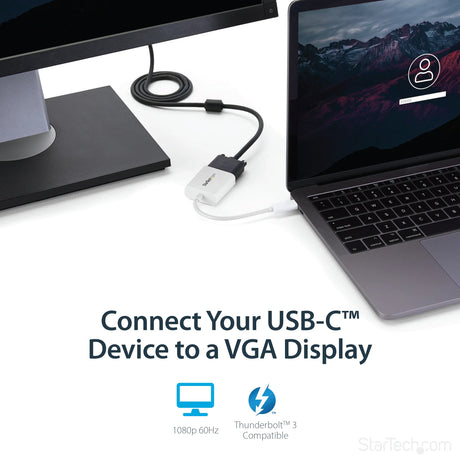 STARTECH USB-C to VGA Adapter - White - 1080p