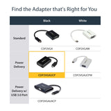 STARTECH USB C to VGA Adapter with Power Delivery - 1080p USB Type-C to VGA Monitor Video Converter w| Charging - 60W PD Pass-Through - Thunderbolt 3 Compatible - Black (CDP2VGAUCP) (CDP2VGAUCP)