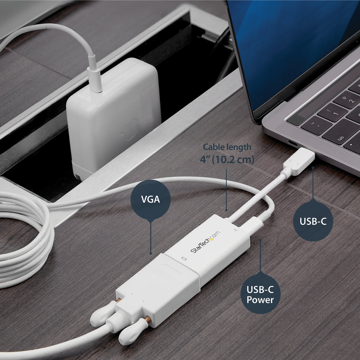STARTECH USB C to VGA Adapter with Power Delivery - 1080p USB Type-C to VGA Monitor Video Converter w| Charging - 60W PD Pass-Through - Thunderbolt 3 Compatible - White (CDP2VGAUCPW) (CDP2VGAUCPW)