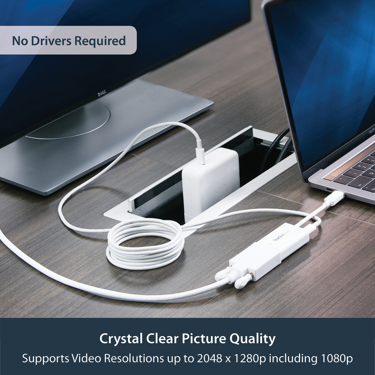 STARTECH USB C to VGA Adapter with Power Delivery - 1080p USB Type-C to VGA Monitor Video Converter w| Charging - 60W PD Pass-Through - Thunderbolt 3 Compatible - White (CDP2VGAUCPW) (CDP2VGAUCPW)