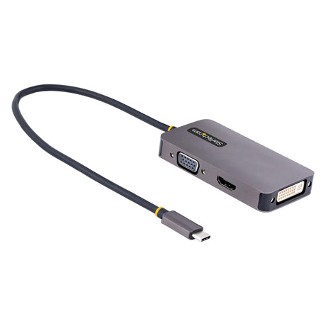 STARTECH USB C Video Adapter | USB C to HDMI DVI VGA Adapter | Up to 4K 60Hz | Aluminum | Multiport Video Display Adapter | Thunderbolt 3|4 Compatible | USB Type C Travel Adapter (118-USBC-HDMI-VGADVI) (118-USBC-HDMI-VGADVI)
