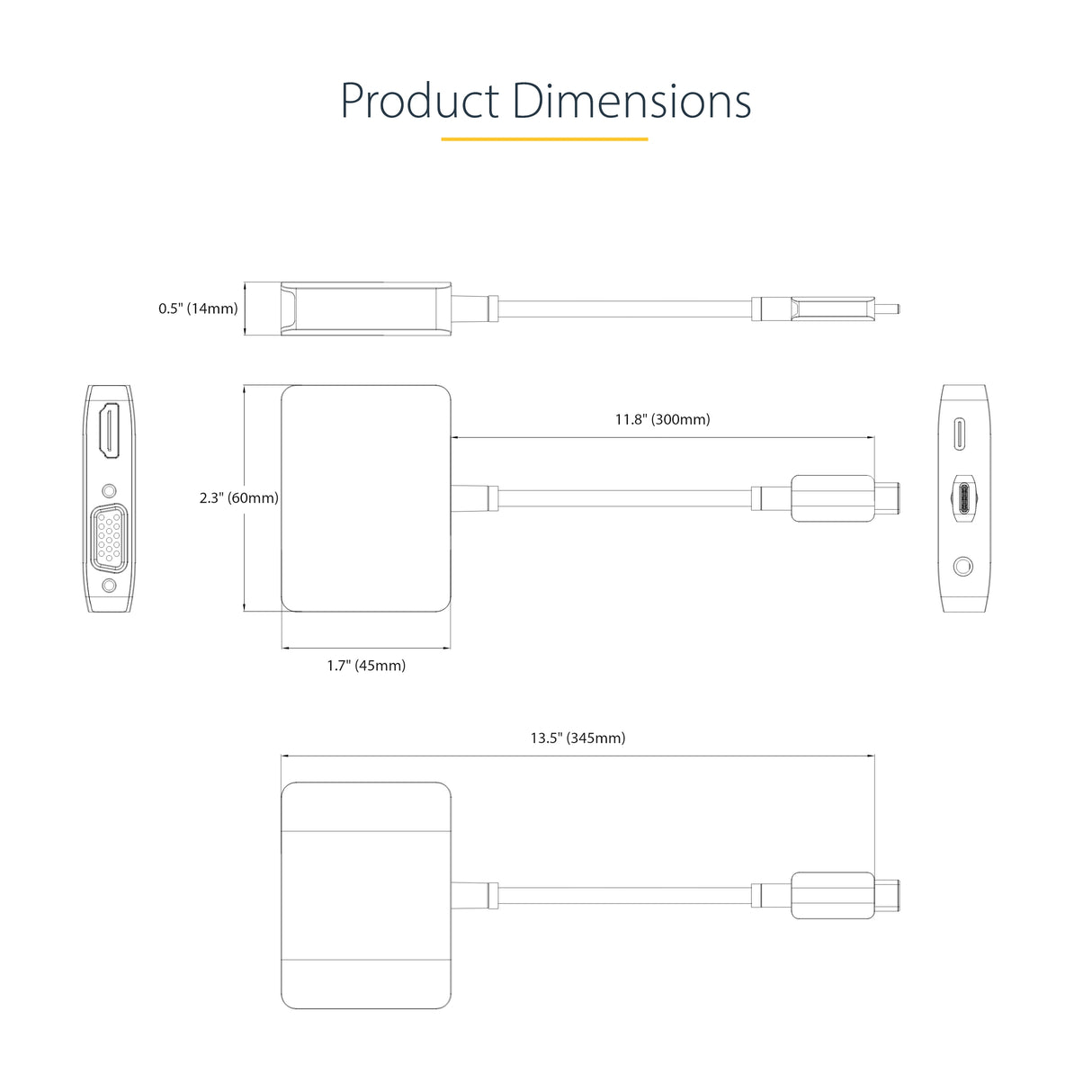 STARTECH USB C Video Adapter | USB C to HDMI VGA Multiport Adapter | 3.5mm Audio | 4K 60Hz HDR | 100W PD Pass-Through | Thunderbolt 3|4 Compatible - USB C Display Travel Adapter (122-USBC-HDMI-4K-VGA) (122-USBC-HDMI-4K-VGA)