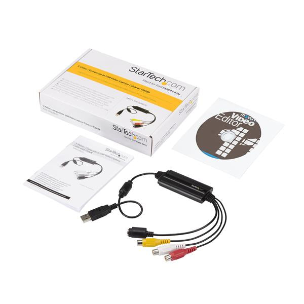 STARTECH USB Video Capture Adapter Cable - S-Video|Composite to USB 2.0 SD Video Capture Device Cable - TWAIN Support - Analog to Digital Converter for Media Storage | Windows Only (SVID2USB232) (SVID2USB232)