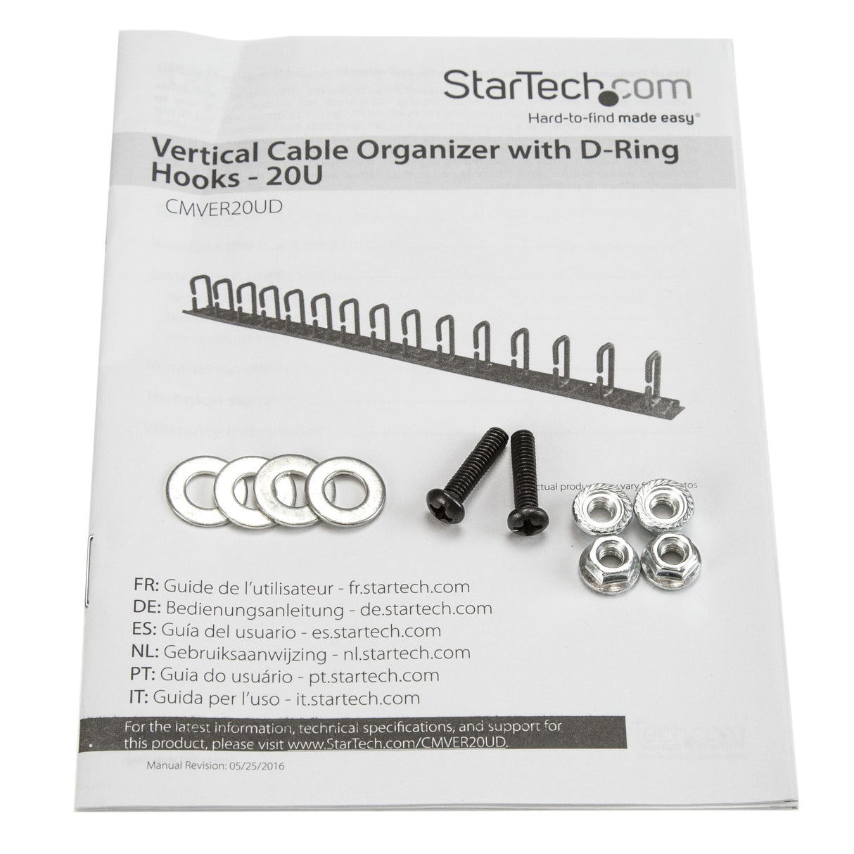 STARTECH Vertical 0U Server Rack Cable Management w| D-Ring Hooks - 20U Network Rack Cord Manager Panel - 2.8ft Wire Organizer (CMVER20UD) (CMVER20UD)