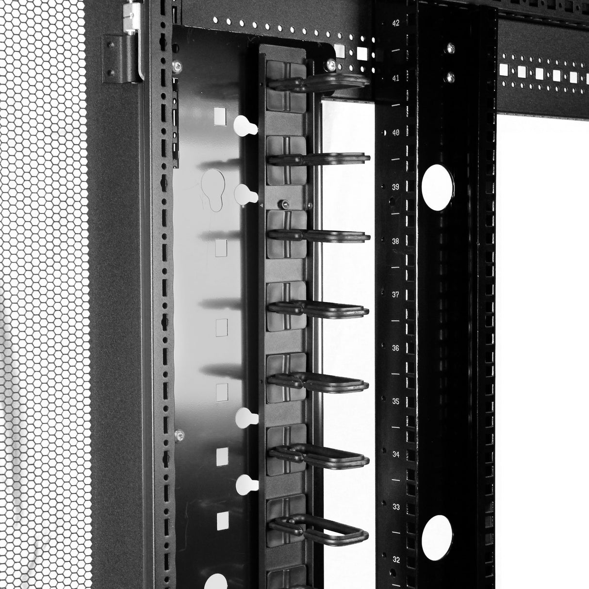 STARTECH Vertical 0U Server Rack Cable Management w| D-Ring Hooks - 20U Network Rack Cord Manager Panel - 2.8ft Wire Organizer (CMVER20UD) (CMVER20UD)