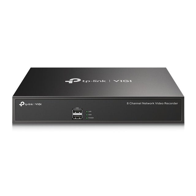 TP-LINK 1 RJ-45 10|100 Mbps | 2 × USB 2.0 | SATA Up to 10 TB | 1U Chassis | 246.2 x 148.2 x 42.6 mm | 578.5 g (VIGI NVR1008H)