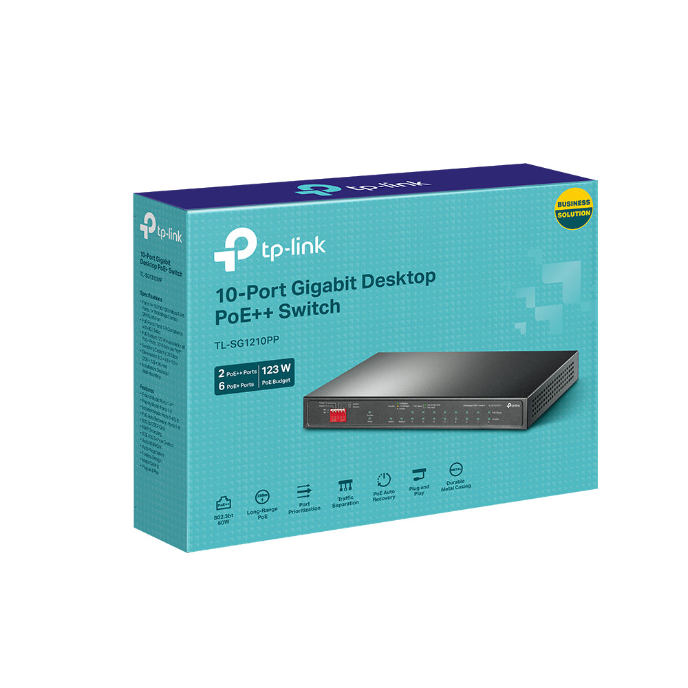 TP-LINK 10-Port Gigabit Desktop Switch with 6-Port PoE+ and 2-Port PoE++ (TL-SG1210PP)