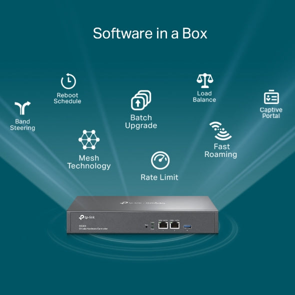 TP-LINK 10|100|1000 Mbps | Ethernet Ports | USB 3.0 | Omada App | Cloud Access | CE | FCC | RoHS | Black (OC300)