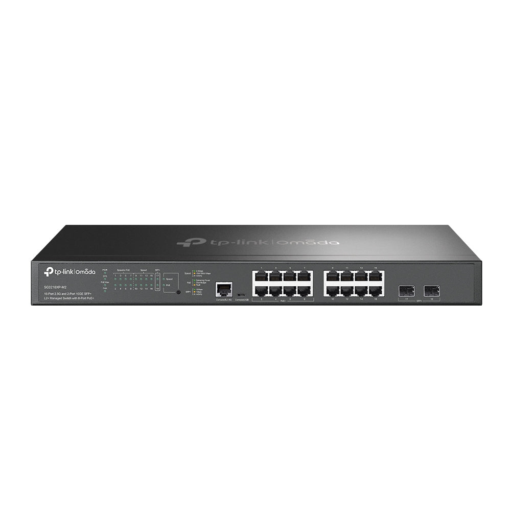 TP-LINK 16x 2.5 Gbps RJ45 | 2x 10G SFP+ Slots | 120 Gbps | 89.28 Mpps | 16 K MAC | 9 KB Jumbo | 440 x 180 x 44 mm (SG3218XP-M2)