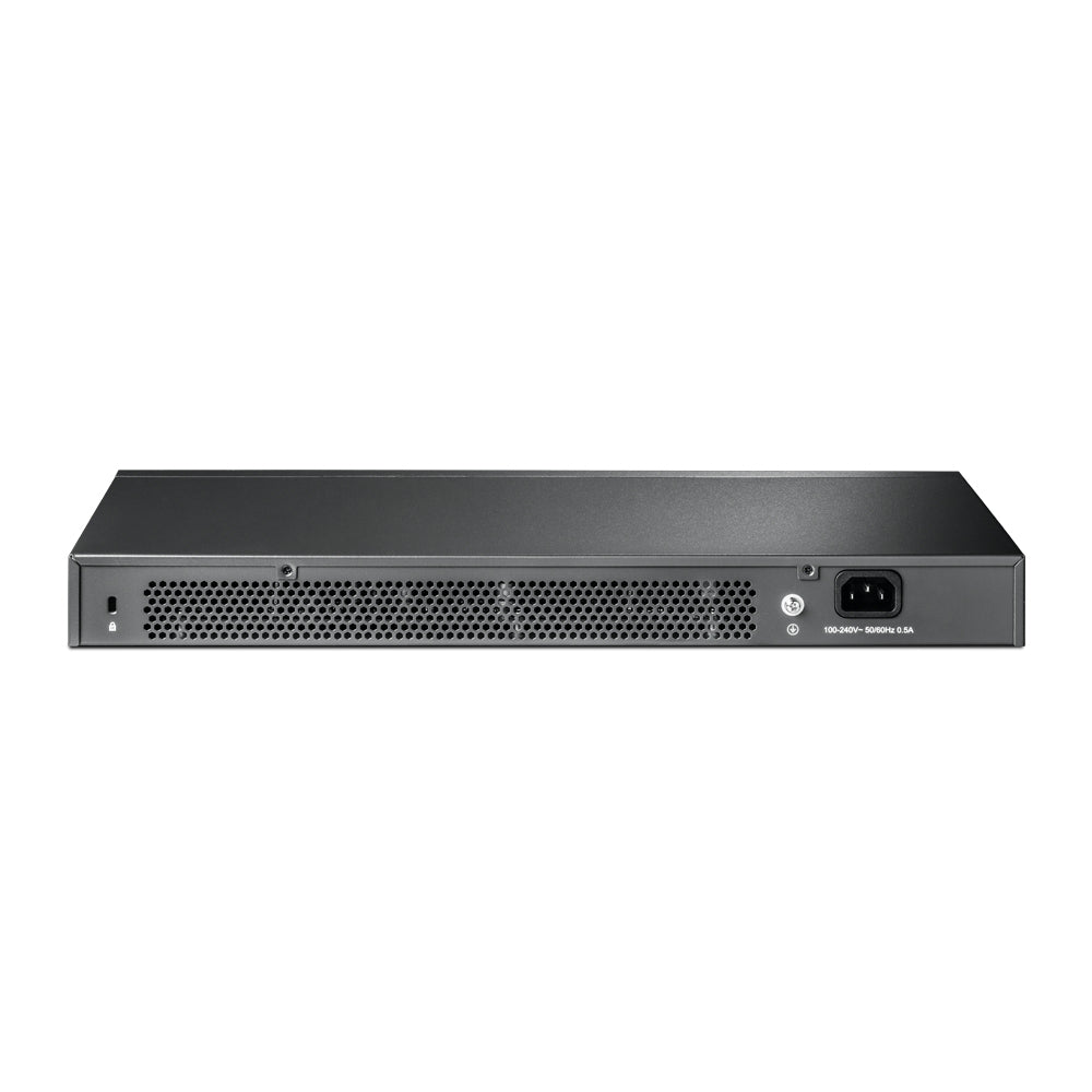 TP-LINK 19.22W | 24× 10|100|1000 Mbps RJ45 Ports | 4× Gigabit SFP Slots | 1× RJ45 Console Port | 1× Micro-USB Console Port | 56Gbps | 41.66Mbps | 8K MAC | 9KB Jumbo Frame | Fanless (TL-SG3428)