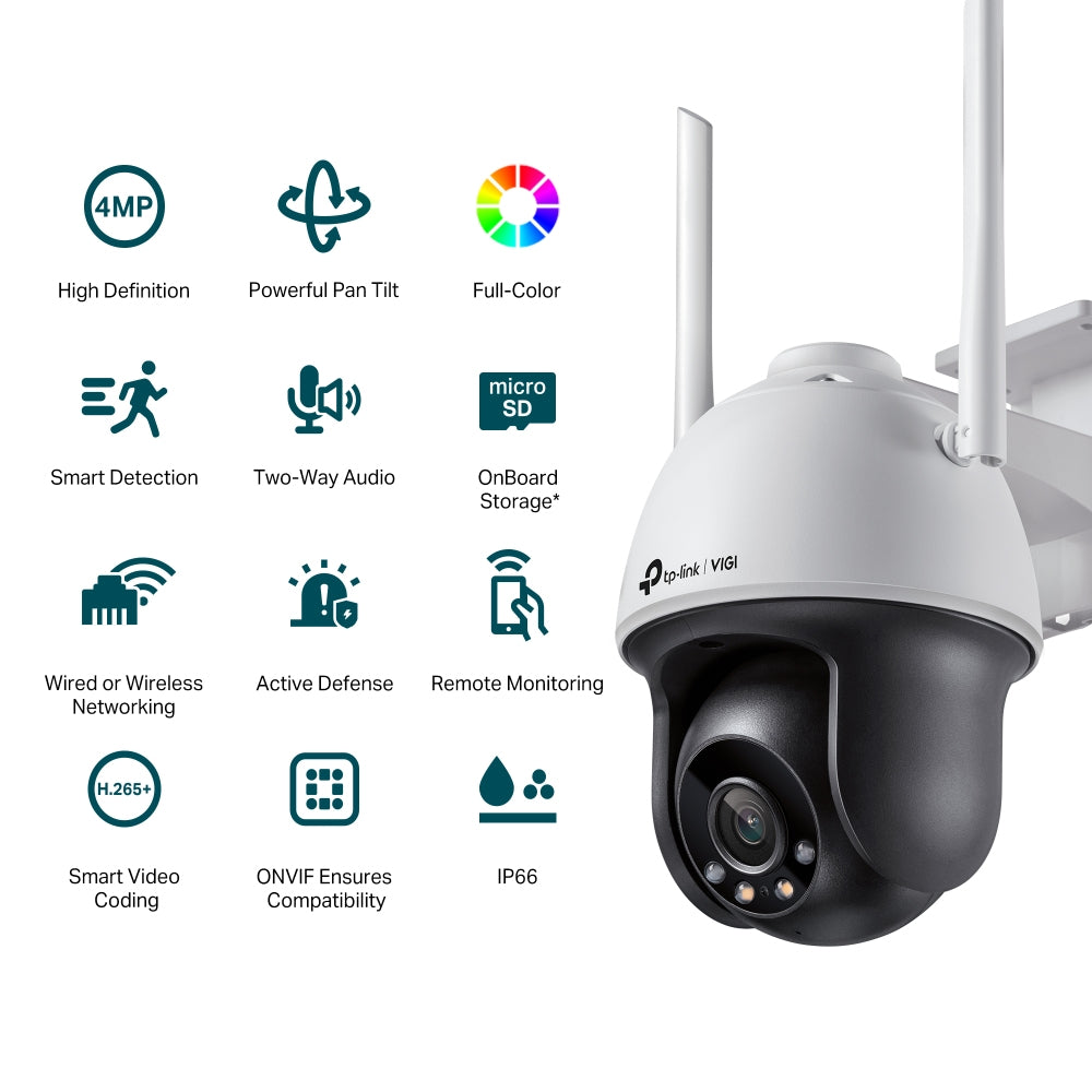 TP-LINK 1|3” Progressive Scan CMOS | 4 mm: F1.6 | 2560 X 1440 | 60 fps | WLAN 802.11 b|g|n | 1x RJ45 10|100M (VIGI C540-W(4MM))