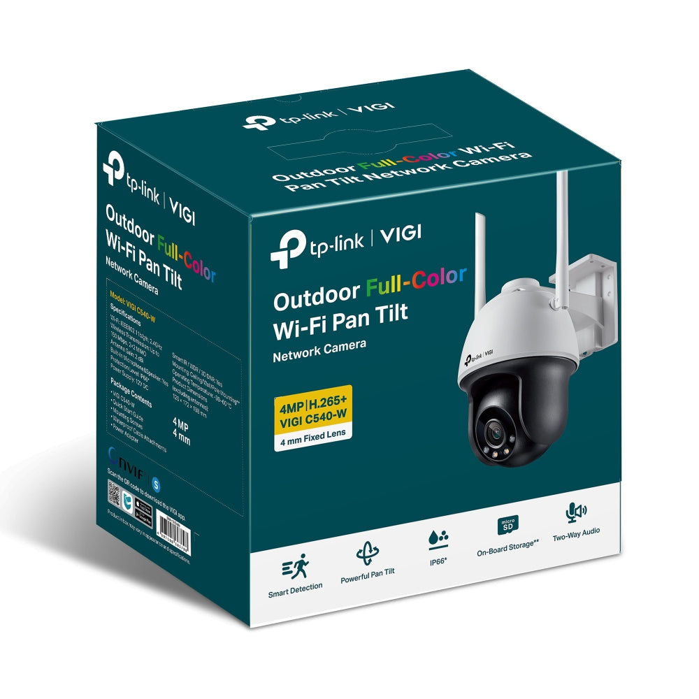 TP-LINK 1|3” Progressive Scan CMOS | 4 mm: F1.6 | 2560 X 1440 | 60 fps | WLAN 802.11 b|g|n | 1x RJ45 10|100M (VIGI C540-W(4MM))