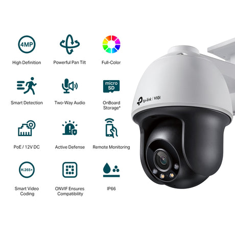 TP-LINK 1|3” Progressive Scan CMOS | 4 mm F1.6 | 3D DNR | IP66 | 30 m | 2560 X 1440 | 60 fps | 1x RJ45 10|100M (VIGI C540(4MM))