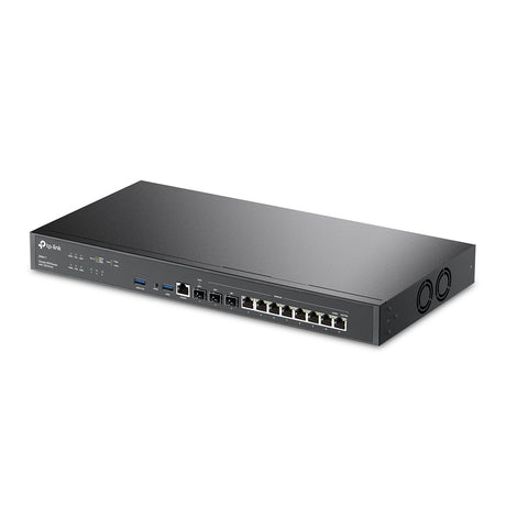 TP-LINK 2× 10GE SFP+ | 8× 1GE RJ45 | 1× 1GE SFP WAN|LAN | 1× RJ45 Console | 2× USB Ports | 4MB SPI NOR + 256 MB NAND | 4 GB DDR4 | 440 × 220 × 44 mm (ER8411)