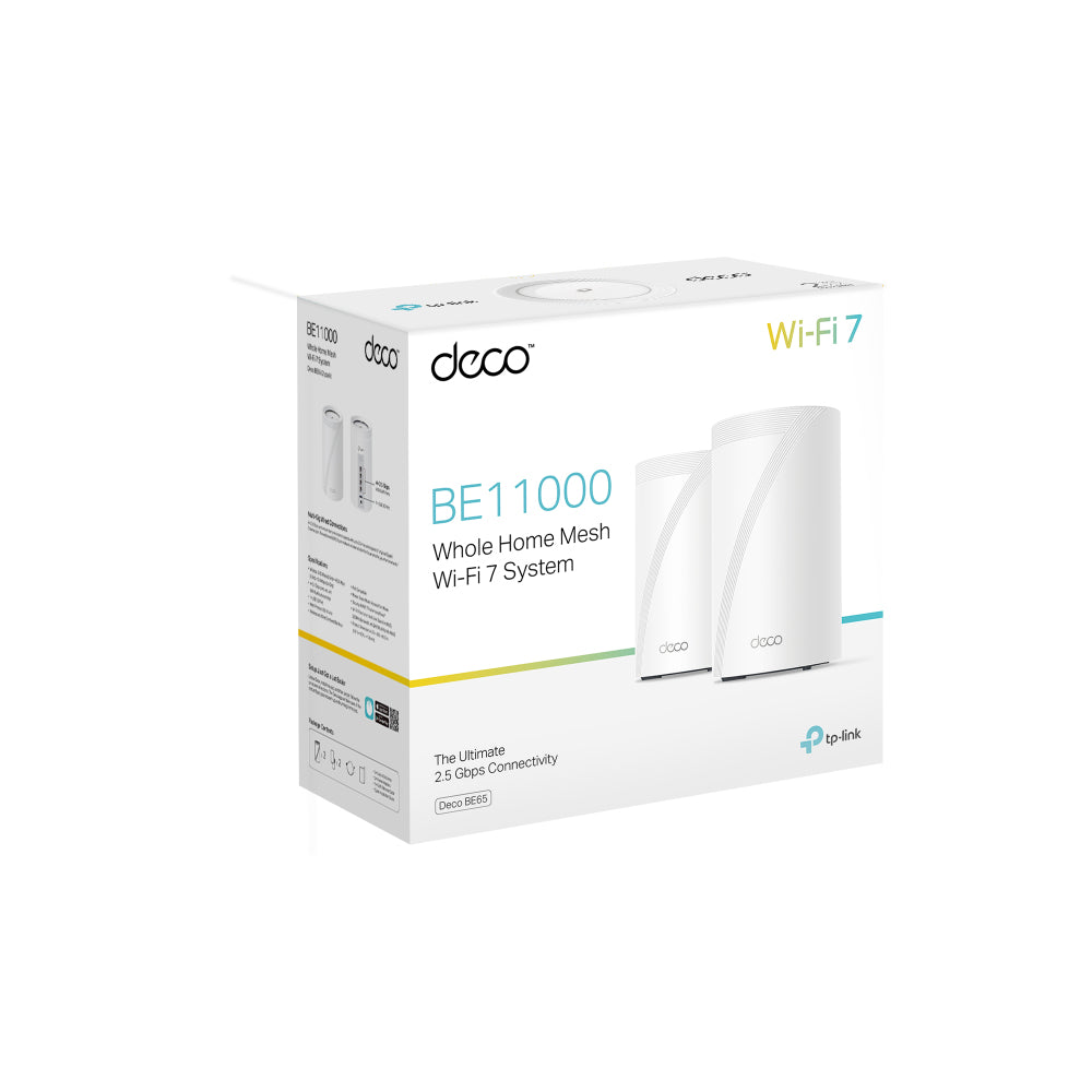 TP-LINK 2-pack | Wi-Fi 7 | 4x RJ-45 | USB 3.0 | WPA3 | QoS | Voice control (DECO BE65(2-PACK))