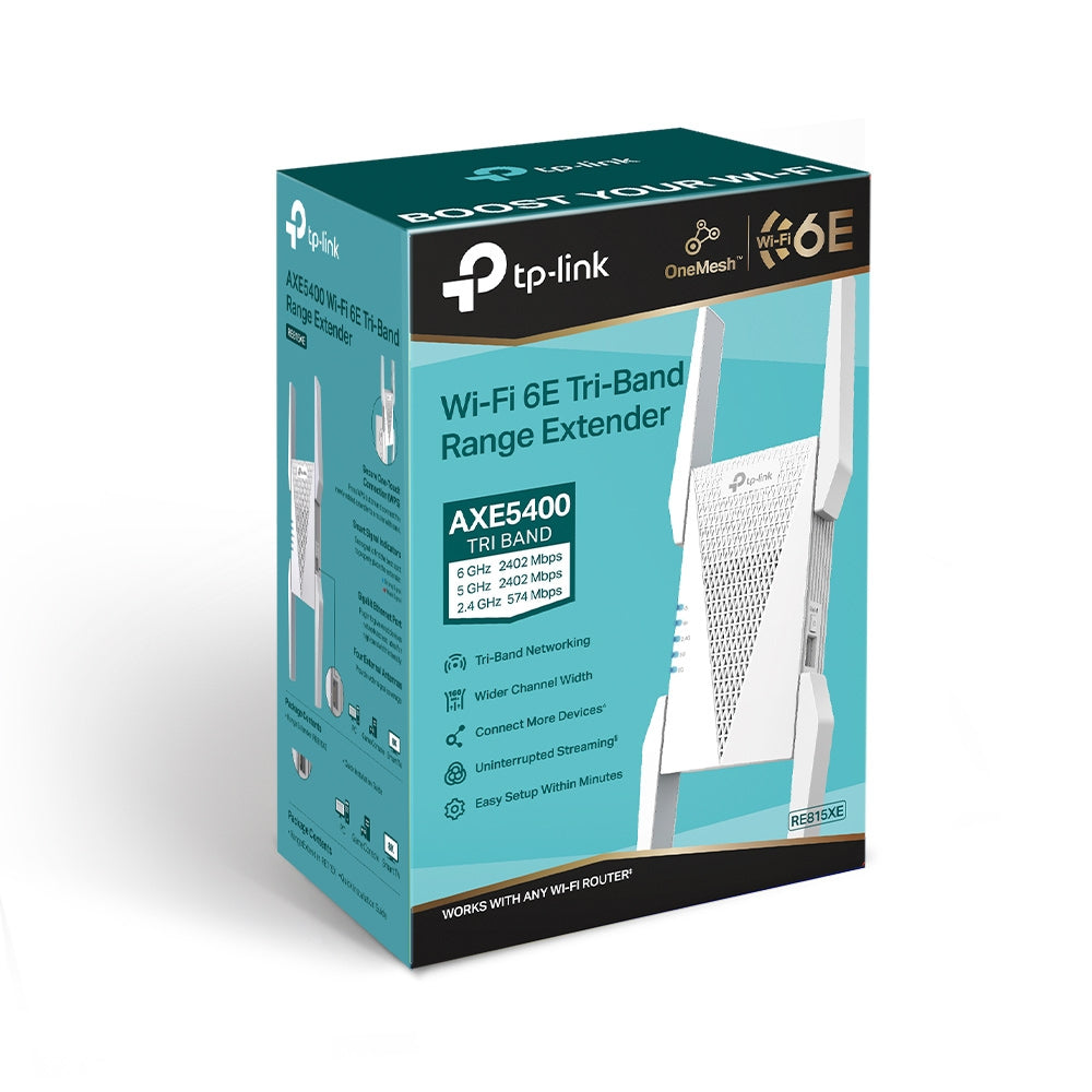 TP-LINK 23W | 100-240V~50|60Hz | 1 Gigabit Ethernet Port | 2.4GHz and 5GHz and 6GHz | White (RE815XE)