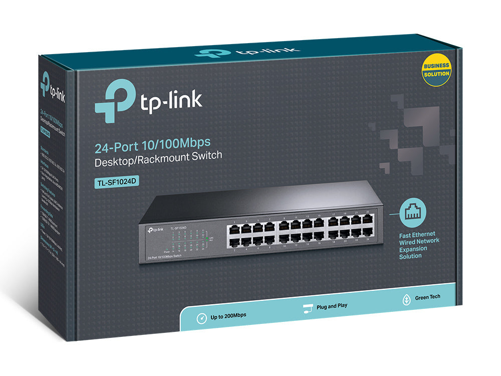 TP-LINK 24-Port 10|100Mbps | Desktop | Rackmount Switch | 4.8 Gbps | Black (TL-SF1024D)