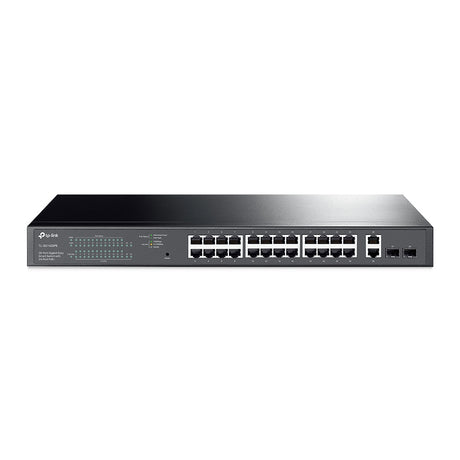 TP-LINK 26 x 10|100|1000 Mbps RJ45 Ports | 2 x Gigabit SFP Ports | 2 x PoE+ | 440 × 220 × 44 mm (TL-SG1428PE)