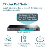 TP-LINK 26 x 10|100|1000 Mbps RJ45 Ports | 2 x Gigabit SFP Ports | 2 x PoE+ | 440 × 220 × 44 mm (TL-SG1428PE)
