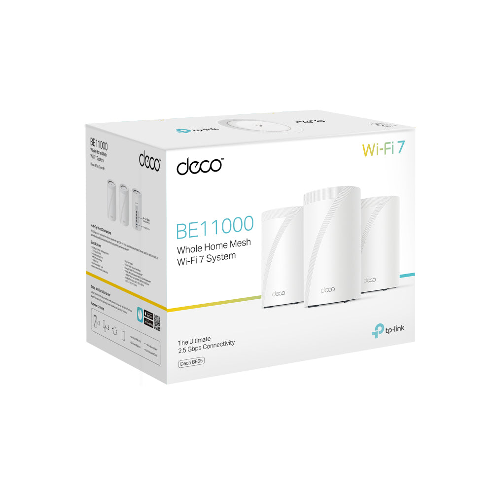 TP-LINK 3-pack | Wi-Fi 7 | 4x RJ-45 | USB 3.0 | WPA3 | QoS | Voice control (DECO BE65(3-PACK))
