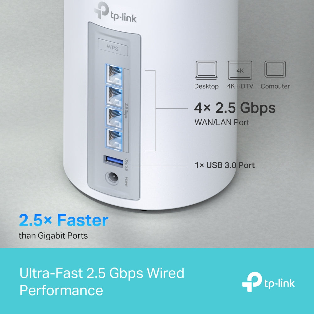 TP-LINK 3-pack | Wi-Fi 7 | 4x RJ-45 | USB 3.0 | WPA3 | QoS | Voice control (DECO BE65(3-PACK))