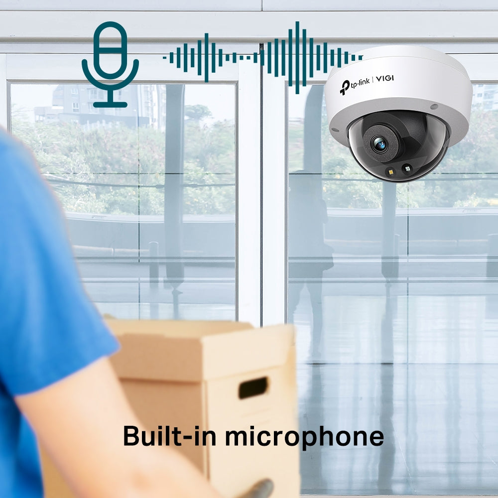 TP-LINK 4MP (2560 × 1440) | 1|3” Progressive Scan CMOS | 2.8 mm | F1.6 | IR Cut Filter | IP67 | IK10 (VIGI C240(2.8MM))