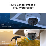 TP-LINK 4MP (2560 × 1440) | 1|3” Progressive Scan CMOS | 2.8 mm | F1.6 | IR Cut Filter | IP67 | IK10 (VIGI C240(2.8MM))