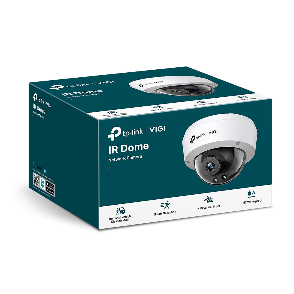 TP-LINK 4MP (2560 × 1440) | 1|3” Progressive Scan CMOS | 4 mm | F2.2 | IR Cut Filter | IP67 | IK10 (VIGI C240I(4MM))