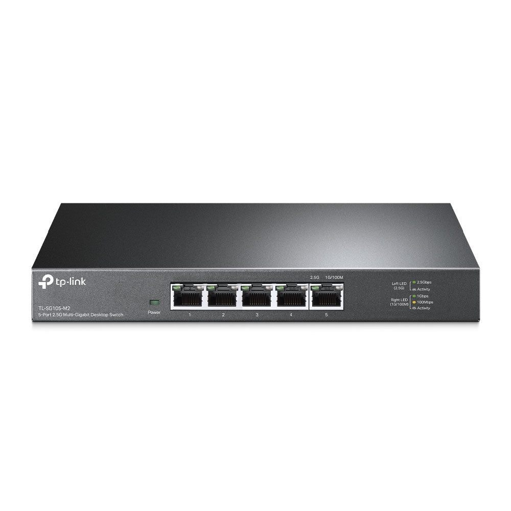 TP-LINK 5× 100Mbps|1Gbps|2.5Gbp | 25 Gbps | 18.6 Mpps | 16 K MAC | 1.5 Mb Buffer | 10 KB Jumbo | 209×126×26 (TL-SG105-M2)