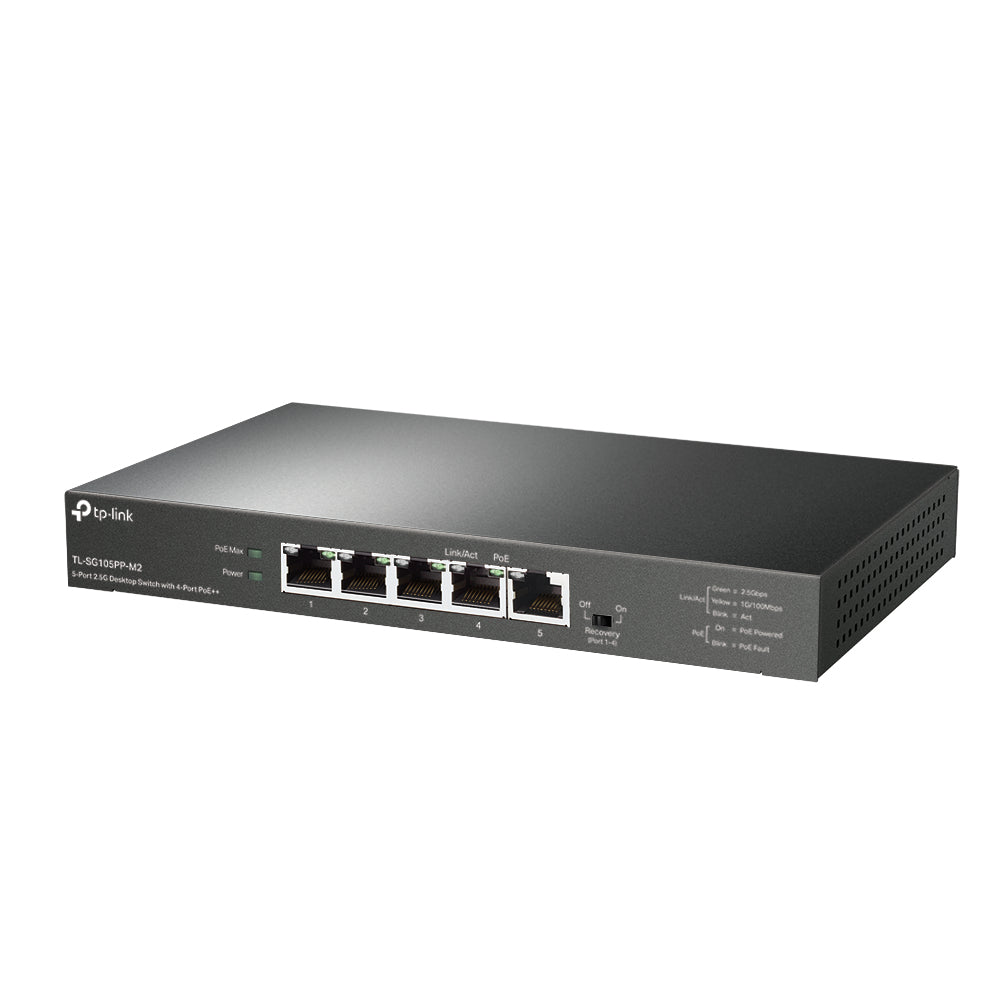 TP-LINK 5 x 2.5 Gbps RJ45 | PoE | 25 Gbps | 4K MAC | 209 x 126 x 26 mm (TL-SG105PP-M2)