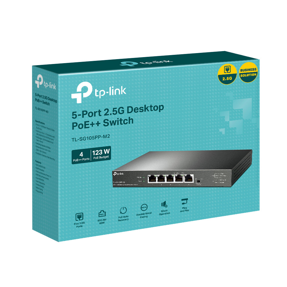 TP-LINK 5 x 2.5 Gbps RJ45 | PoE | 25 Gbps | 4K MAC | 209 x 126 x 26 mm (TL-SG105PP-M2)