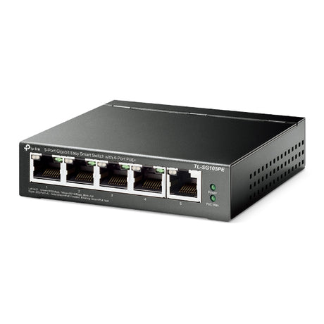 TP-LINK 5x 1G RJ-45 | PoE | 10 Gbps | 7.44 Mpps | VLAN | QoS | 99.8x98x25 mm (TL-SG105PE)