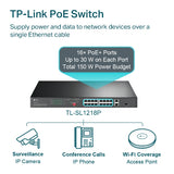 TP-LINK 7.2 Gbps | 5.36 Mpps | 16x 10|100 Mbps RJ-45 | 2x 1G RJ-45 | 1x Combo SFP | 440x180x44 mm (TL-SL1218P)