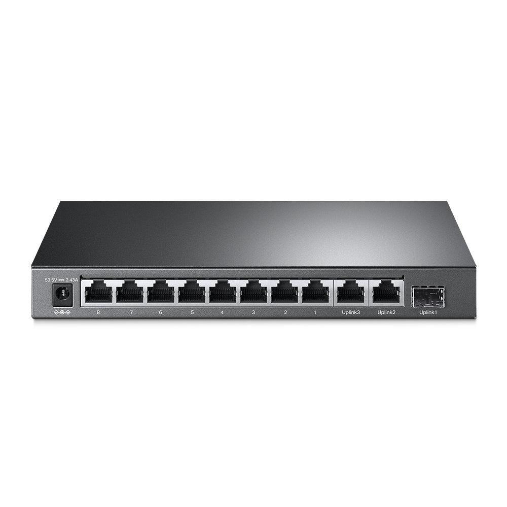 TP-LINK 8× 10|100 Mbps 802.3af|at PoE+ Ports | 2× Gigabit RJ45 Ports | 1× Gigabit SFP Port | 209 × 126 × 26 mm (TL-SL1311MP)