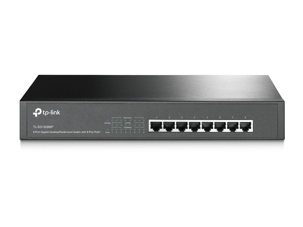 TP-LINK 8x 10|100|1000 Mb|s RJ-45 | PoE+ | 16 Gb|s | Rack Mountable (TL-SG1008MP)