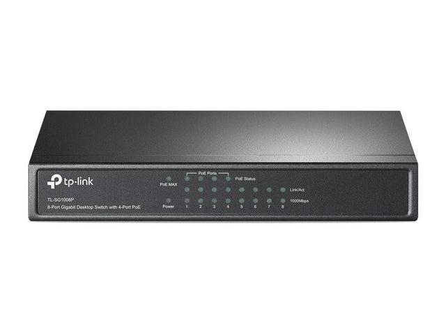 TP-LINK 8x 10|100|1000Mbps RJ45 | PoE | 16Gbps | 8K Mac Address | 53W | Grey (TL-SG1008P)