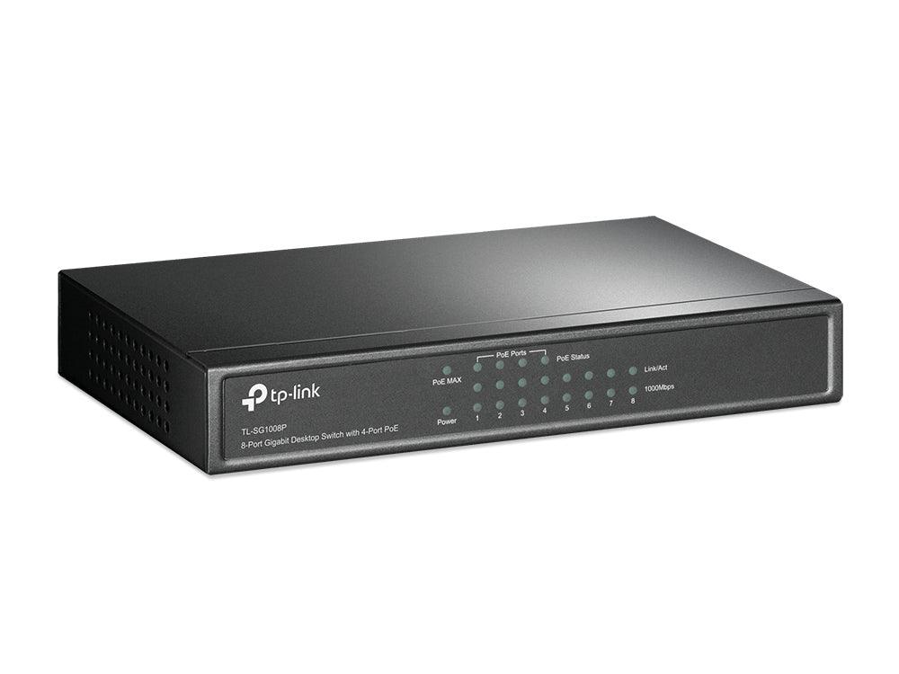 TP-LINK 8x 10|100|1000Mbps RJ45 | PoE | 16Gbps | 8K Mac Address | 53W | Grey (TL-SG1008P)