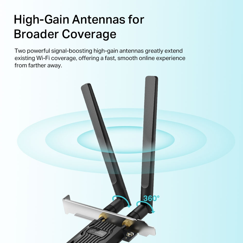 TP-LINK AX1800 Wi-Fi 6 | 802.11ax | 2.4|5 GHz | Bluetooth 5.2 | 55 x 36 x 11.5 mm (ARCHER TX20E)