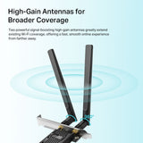 TP-LINK AX1800 Wi-Fi 6 | 802.11ax | 2.4|5 GHz | Bluetooth 5.2 | 55 x 36 x 11.5 mm (ARCHER TX20E)