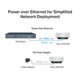 TP-LINK AX3000 (2402|574 Mbps) | Wi-Fi 6 2.4|5 GHz | 2 x RJ-45 | 154 x 154 x 68.6 mm | 2-pack (DECO X50-POE(2-PACK))