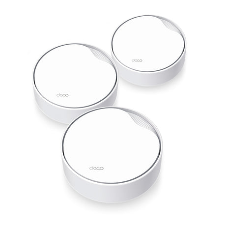 TP-LINK AX3000 (2402|574 Mbps) | Wi-Fi 6 2.4|5 GHz | 2 x RJ-45 | 154 x 154 x 68.6 mm | 3-pack (DECO X50-POE(3-PACK))