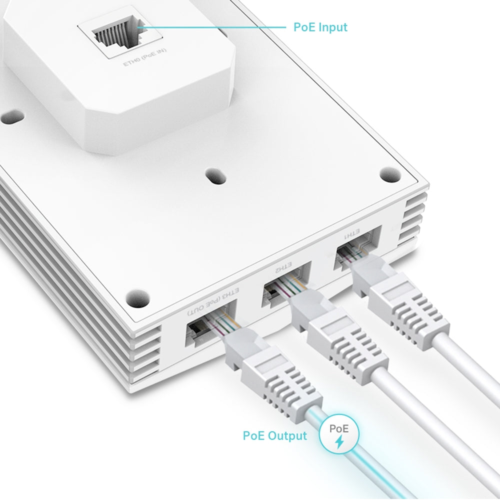 TP-LINK AX3000 | 2.4 | 5 Ghz | 4 x Gigabit Ethernet Port | 802.3af|at PoE | 143 x 86 x 42.6 mm (EAP655-WALL)