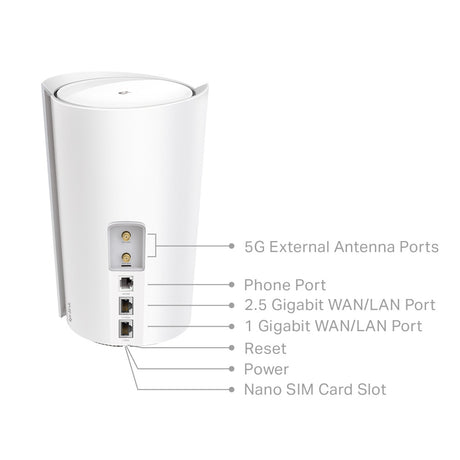 TP-LINK AX6000 | Wi-Fi 6 | 2.2 GHz Quad-Core CPU | 5G|4G | 210.5 × 130 × 123mm (DECO X80-5G(1-PACK))