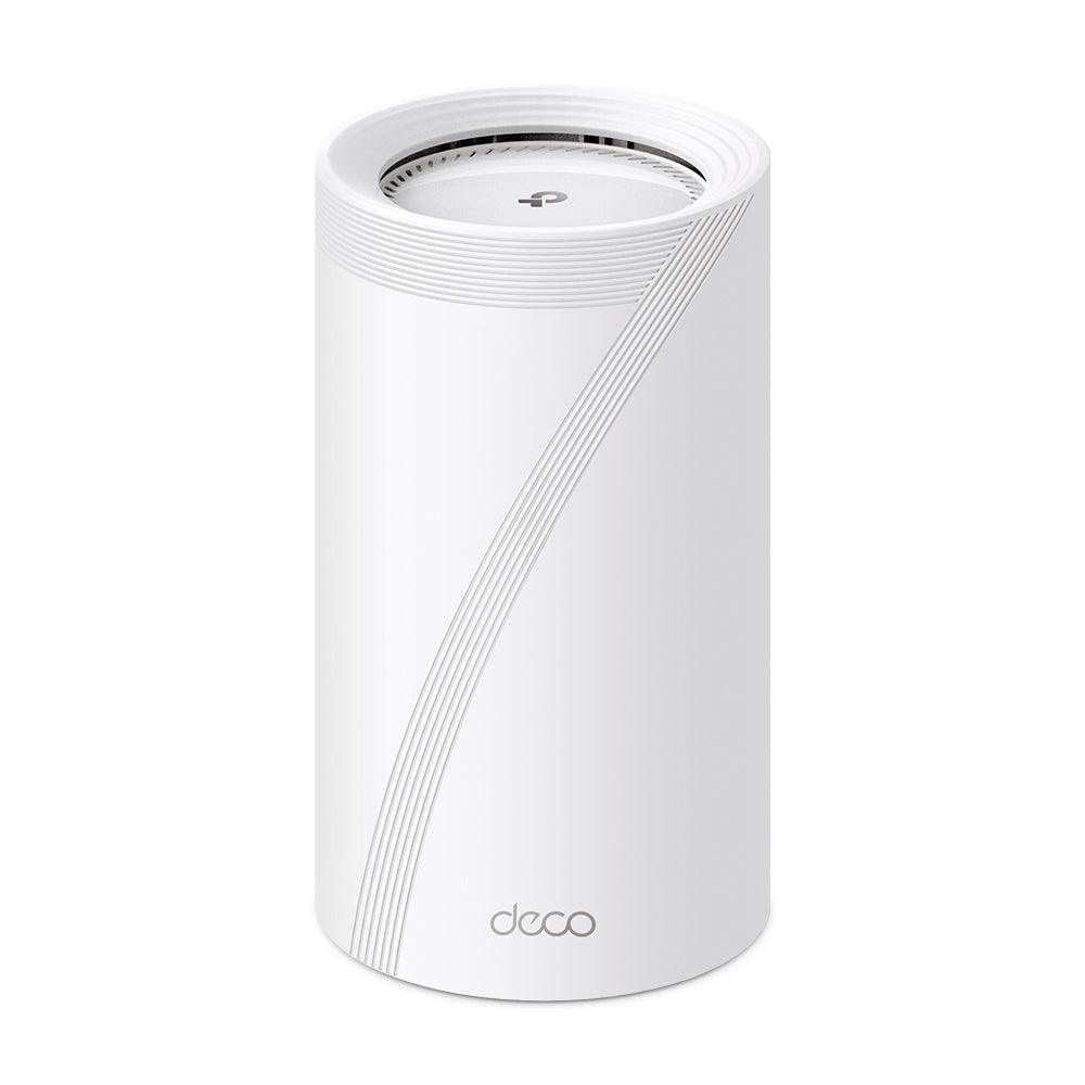 TP-LINK BE19000 | Tri-Band 2.4|5|6GHz | 4×4 MU-MIMO | 1x 10 Gbps | 1x 10 Gbps SFP+|RJ45 Combo | 2x 2.5 Gbps | USB 3.0 | 128x128x236 mm | 1-pack (DECO BE85(1-PACK))