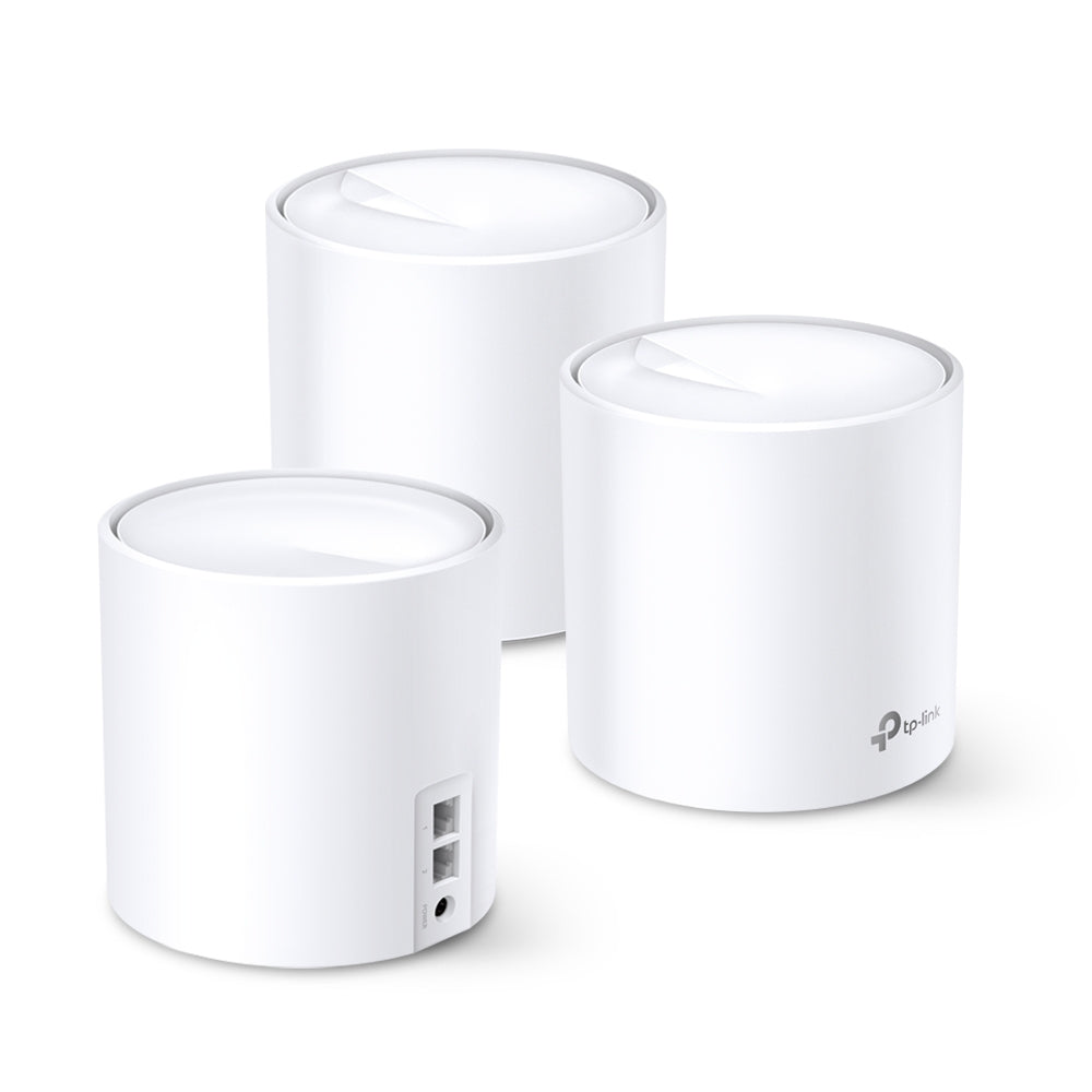 TP-LINK Qualcomm 1 GHz Quad-core | 2 LAN|WAN Gigabit Ethernet | 1201 Mbps (5 GHz) | 574 Mbps (2.4 GHz) | D110 mm × 114 mm | 3-pack (DECO X20(3-PACK))
